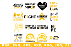 Appendix Cancer Awareness Svg, amber ribbon svg Product Image 5