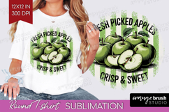 Apple Vintage Fruit Round Tshirt Background Summer PNG Product Image 1