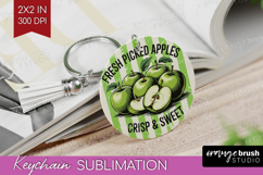 Apple Vintage Fruit Keychain PNG Summer Keychain Sublimation Product Image 1