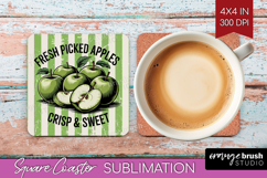 Apple Vintage Fruit Square Coaster Summer Coaster PNG Product Image 1