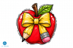 Apple Bow Pencil Png,Back to School sublimation designs Product Image 1