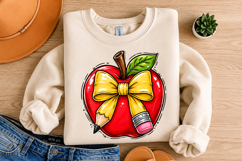 Apple Bow Pencil Png,Back to School sublimation designs Product Image 2