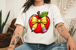 Apple Bow Pencil Png,Back to School sublimation designs Product Image 3