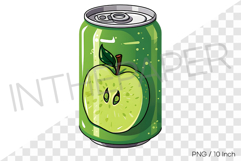 Apple Green can PNG Drink Clipart beverage summer cartoon il Product Image 1