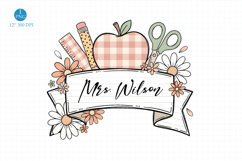 Apple Monogram Png, Teacher Monogram Sublimation Product Image 1