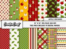 Apple Orchard Digital Paper, fruit graphics, illustrations Product Image 2