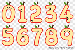 Cute apple numbers PNG fruit summer clipart EPS SVG illust Product Image 1