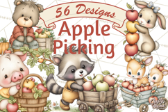Watercolor Apple Orchard Animal PNG Clipart, Fall Png Product Image 1