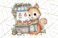 Watercolor Apple Orchard Animal PNG Clipart, Fall Png Product Image 2