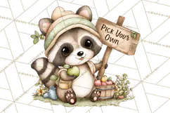 Watercolor Apple Orchard Animal PNG Clipart, Fall Png Product Image 5