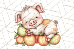 Watercolor Apple Orchard Animal PNG Clipart, Fall Png Product Image 2