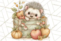 Watercolor Apple Orchard Animal PNG Clipart, Fall Png Product Image 2