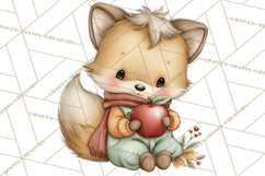 Watercolor Apple Orchard Animal PNG Clipart, Fall Png Product Image 5