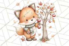 Watercolor Apple Orchard Animal PNG Clipart, Fall Png Product Image 4