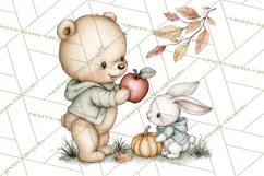 Watercolor Apple Orchard Animal PNG Clipart, Fall Png Product Image 5