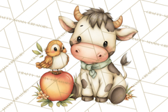 Watercolor Apple Orchard Animal PNG Clipart, Fall Png Product Image 3