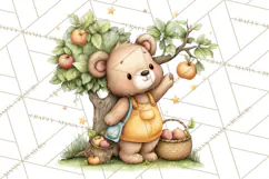 Watercolor Apple Orchard Animal PNG Clipart, Fall Png Product Image 4