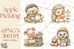 Watercolor Apple Orchard Animal PNG Clipart, Fall Png Product Image 1