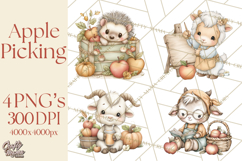 Watercolor Apple Orchard Animal PNG Clipart, Fall Png Product Image 1