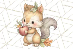 Watercolor Apple Orchard Animal PNG Clipart, Fall Png Product Image 5