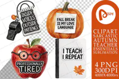 Apple Pumpkin Teacher Humor Sayings Sublimation Product Image 1