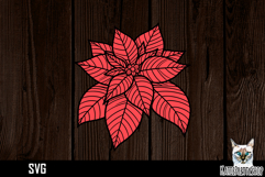 poinsettia SVG paper cut, Flower SVG papercut Product Image 1