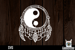 Yin Yang dream catcher SVG paper cut, Boho SVG papercut Product Image 1