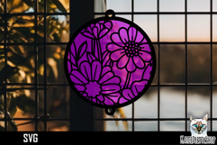 Suncatcher Car Charm Flowers SVG, Ornament SVG Product Image 1