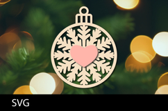 Christmas Ornaments SVG, heart snowflake ornament svg. Product Image 1
