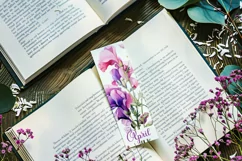 Floral Bookmark, April Bookmark, Sweetpea Flowers Bookmarks Product Image 4