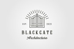 vintage curved gate logo vector illustration design Product Image 1