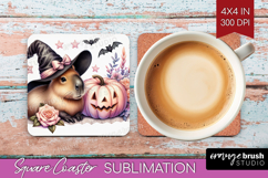Capybara Halloween Square Coaster Coquette Coaster PNG Product Image 1