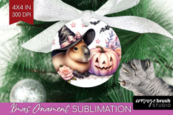 Capybara Halloween Ornament PNG Coquette PNG Sublimation Product Image 1