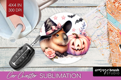 Capybara Halloween Car Coaster Coquette Coaster PNG Product Image 1