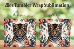 Floral Tiger 20oz Tumbler PNG, Tiger Tumbler Wrap PNG Product Image 2