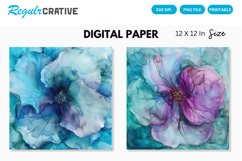 Alcohol Ink Bugambilia Flower Digital Paper, Alcohol Ink Product Image 1