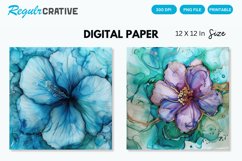 Alcohol Ink Bugambilia Flower Digital Paper, Alcohol Ink Product Image 1