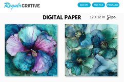 Alcohol Ink Bugambilia Flower Digital Paper, Alcohol Ink Product Image 1