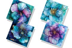 Aquamarine Alcohol Ink Bugambilia Digital Paper Bundle Product Image 5