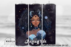 Aquarius Sign Skinny Tumbler Sublimation Designs Product Image 1