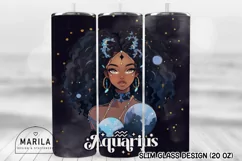 Aquarius Sign Skinny Tumbler Sublimation Designs Product Image 1