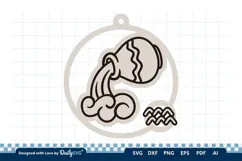 Cute Zodiac Keychain SVG | Aquarius Astrology Design Product Image 1