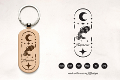 Aquarius Keychain Laser Cut SVG - Zodiac Laser Cut Product Image 1