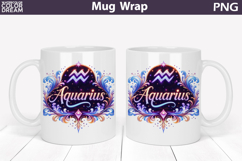 Aquarius Zodiac Mug Wrap | Astrology Cup Sublimation Product Image 1