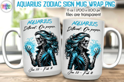 Snarky Skeleton Zodiac Sign Mug Wrap, Aquarius Zodiac Mug Product Image 1