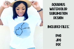 Aquarius Watercolor Zodiac Sign Sublimation Design Product Image 1