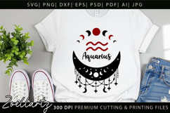 Aquarius Zodiac Sign SVG Celestial Moon T-shirt Mug Design Product Image 3