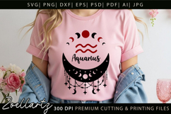 Aquarius Zodiac Sign SVG Celestial Moon T-shirt Mug Design Product Image 4