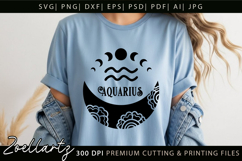 AQUARIUS Zodiac Sign SVG for Cricut Celestial moon SVG Product Image 2