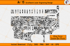 AR 15 scrollwork, Scrollwork laser, Firearms engraving svg, AR15 laser files, EZCAD engraving, Ornamental scroll, CNC laser cut, Gun scroll design, Laser engraving files, Vector scroll pattern